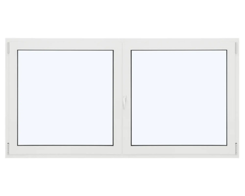 ARON Ternum Aluminiumfenster RAL 9016 verkehrsweiß 2 Flügelig (Dreh/Dreh-Kipp) mit beweglichem Pfosten (Stulp) 1300x1400 mm DIN Rechts Doppelflügelfenster für den Einbau in Gebäuden