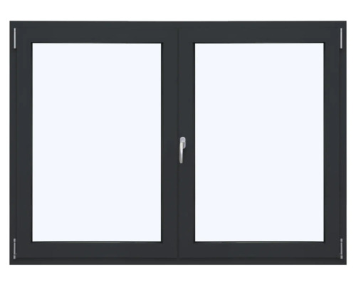 ARON Ternum Aluminiumfenster RAL 7016 anthrazitgrau 2 Flügelig (Dreh/Dreh-Kipp) mit beweglichem Pfosten (Stulp) 1000x1200 mm DIN Rechts Fenster mit zwei Flügeln und Fenstergriff