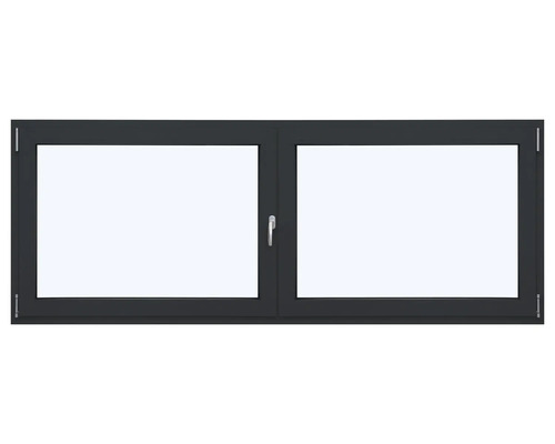 Fenêtre en aluminium ARON Ternum RAL 7016 gris anthracite 2 vantaux (battant/oscillo-battant) avec poteau mobile (têtière) 1100x900 mm tirant gauche
