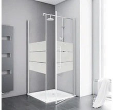 Duschtür mit Seitenwand mit Drehtür SCHULTE Alexa Style 2.0 ExpressPlus 80 x 80 cm Profil aluminium Glasdekor Depoli Light schmutzabweisende Glasbeschichtung inkl. Duschwanne