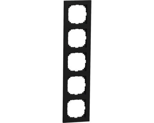 Plaque d'interrupteur Merten MEG4050-3603 5 emplacements M-Pure noir/mat Cadre d''interrupteur avec cinq ouvertures