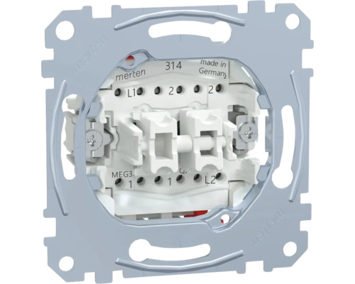 Double interrupteur à bascule Merten MEG3159-0000 2 contacts à inverseur 1 pôle Insert d''interrupteur Merten vu de derrière