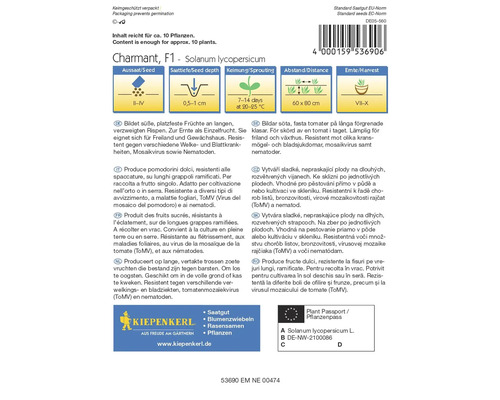 Sachet de graines Charmant F1 Solanum lycopersicum