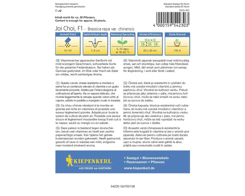 Sachet de graines de chou chinois Joi Choi F1