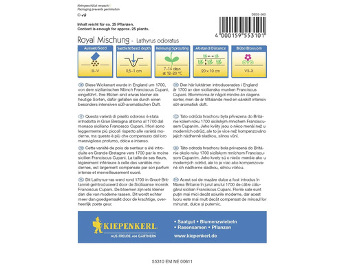 Paquet de graines Pois de senteur Mélange Royal