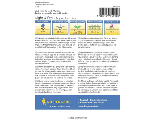 Sachet de graines Capucine Night and Day, suffisant pour environ 20 plantes