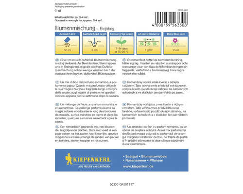 Mélange de graines de fleurs pour fleurs annuelles parfumées à croissance basse