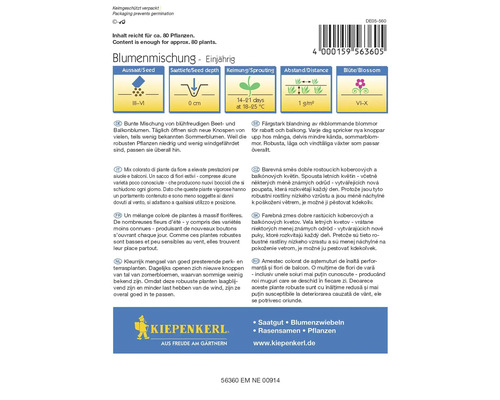 Mélange de graines de fleurs pour environ 80 plantes, annuel