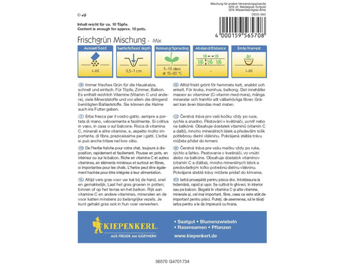 Frischgrün Mischung für Katzen, Inhalt für circa 10 Töpfe