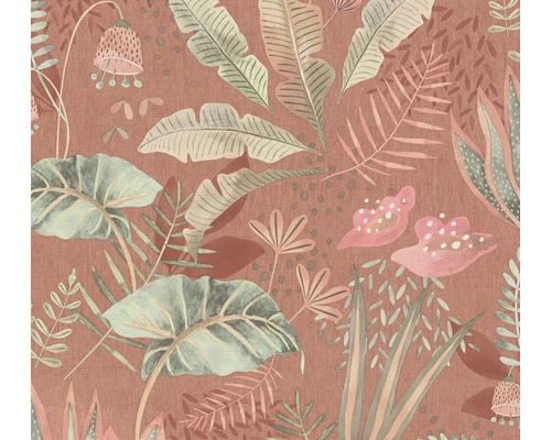 Vliestapete 39348-2 Famous Garden Blätter rot petrol Tapete mit Pflanzenmuster