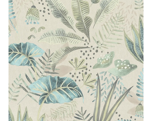 Papier peint intissé 39348-4 Famous Garden feuilles beige Papier peint à motif jungle avec feuilles