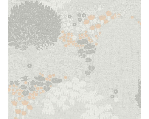 Papier peint intissé 39350-1 Famous Garden floral feuilles gris