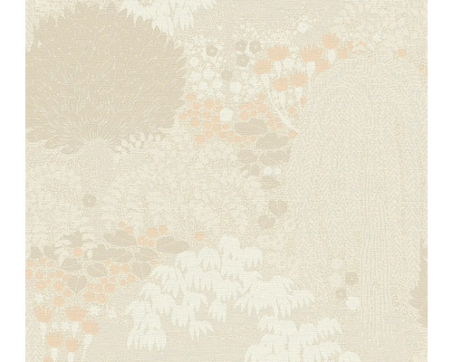Papier peint intissé 39350-2 Famous Garden floral feuilles beige pétrole