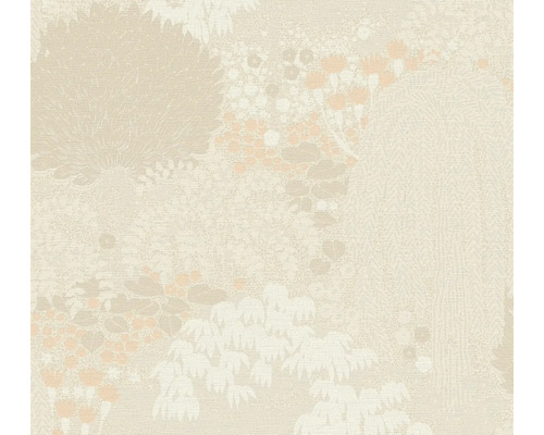 Vliestapete 39350-2 Famous Garden floral Blätter beige petrol