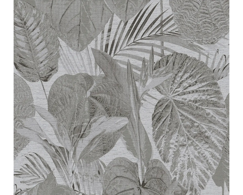 Papier peint intissé 39355-5 Famous Garden feuille de jungle gris pétrole