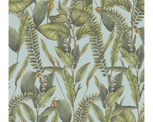 Papier peint intissé 39413-3 Drawn into Nature jungle bleu vert Papier peint à motifs de plantes