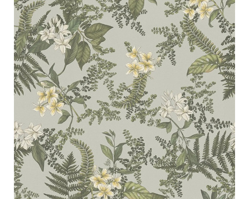 Papier peint intissé 39424-2 Drawn into Nature fougère gris Papier peint avec motif de fleurs et de fougères