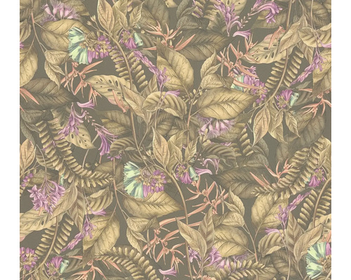 Papier peint intissé 39425-3 Drawn into Nature feuilles marron beige violet