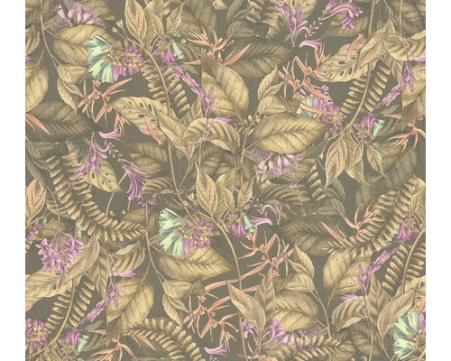 Papier peint intissé 39425-3 Drawn into Nature feuilles marron beige violet Papier peint à motif de plantes
