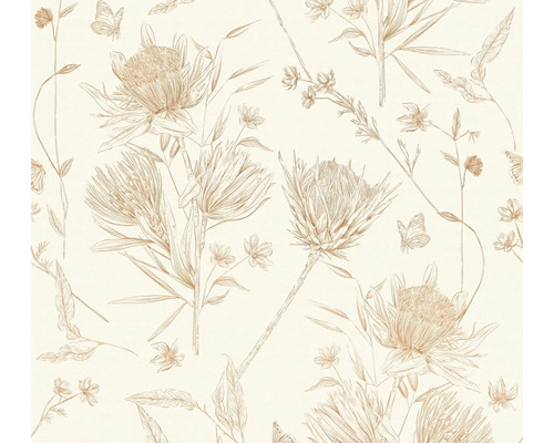 Vliestapete 39427-1 Drawn into Nature Blüten beige orange