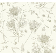 Tapete mit floralem Muster und Protea-Motiven
