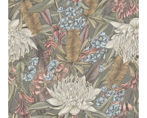 Papier peint intissé 39428-3 Drawn into Nature mélange de fleurs gris rose vert bleu Papier peint intissé 39428-3 Drawn into Nature mélange de fleurs gris rose vert bleu