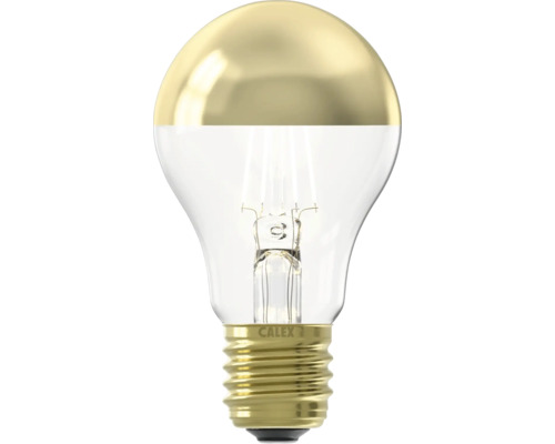 Ampoule à calotte réfléchissante LED A60 à intensité lumineuse variable E27/4W or 180 lm 1800 K blanc chaud Calex Top Ampoule LED Calex avec culot E27 et surface partiellement réfléchissante