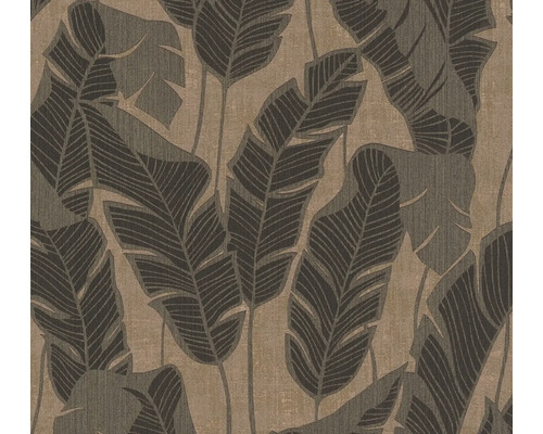 Papier peint intissé 39502-1 Jade 2 feuilles de palmier rose or noir Papier peint avec motif de feuilles tropicales