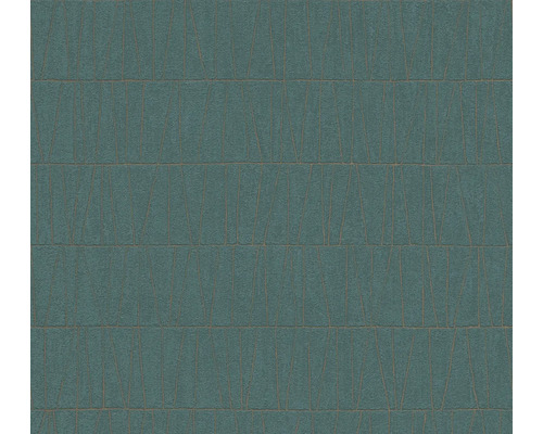 Papier peint intissé 39506-4 Jade 2 motif graphique pétrole Gros plan d''un papier peint bleu avec un motif linéaire