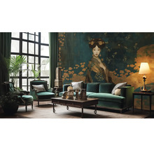 Papier peint panoramique intissé 39706-1 Jade 2 Geisha pétrol 7 pces 371 x 280 cm