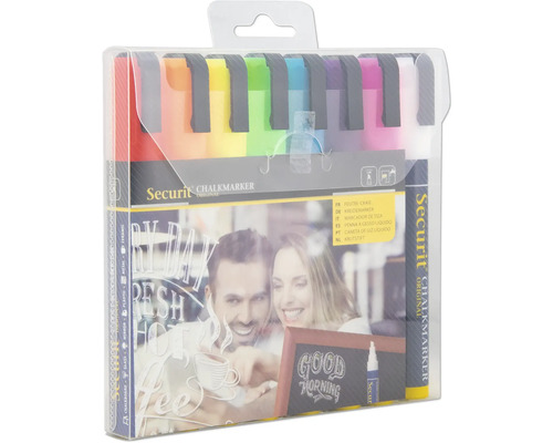 Set de marqueurs à craie Securit avec différentes couleurs dans l''emballage
