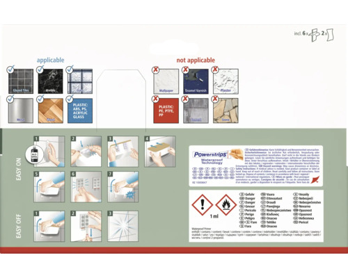 Informations sur l''application de bandes adhésives sur différentes surfaces ainsi que les instructions de montage et de démontage