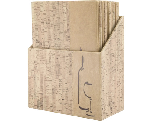 Porte-menus en liège avec motif bouteille et verre