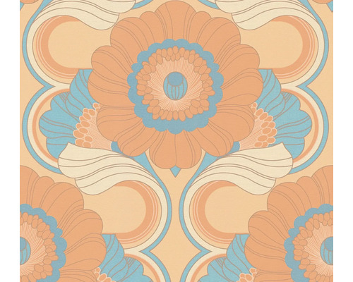 Papier peint intissé 39530-2 Retro Chic fleurs orange Papier peint à motif floral