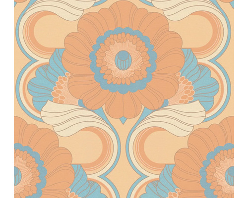 Papier peint intissé 39530-2 Retro Chic fleurs rétro orange