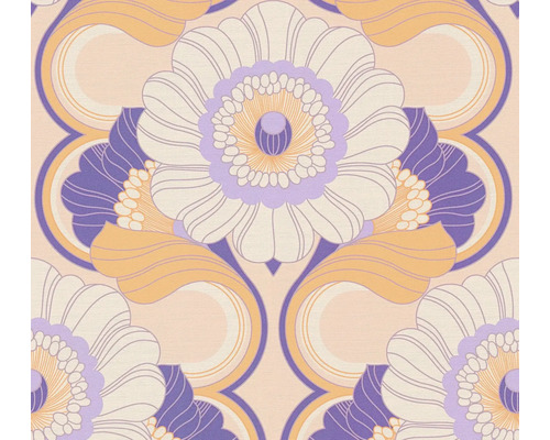 Papier peint intissé 39530-3 Retro Chic fleurs orange Papier peint à fleurs avec motif floral rétro