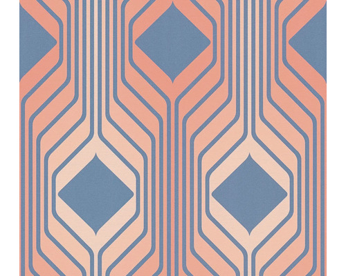 Papier peint intissé 39532-2 Retro Chic rétro bleu Papier peint à motif géométrique de lignes et losanges