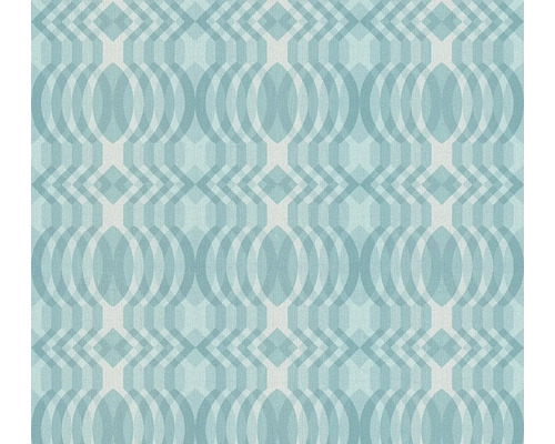 Papier peint intissé 39534-2 Retro Chic motif bleu Papier peint avec motif géométrique de cercles et de losanges
