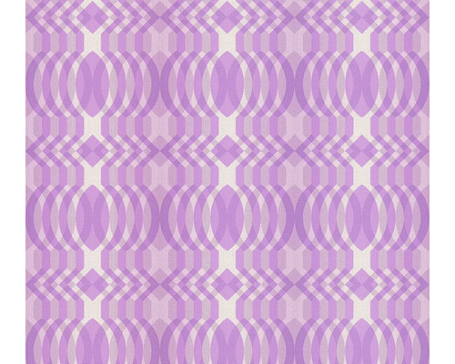 Papier peint intissé 39534-3 Retro Chic motif violet Papier peint lilas avec motif géométrique de cercles et de losanges