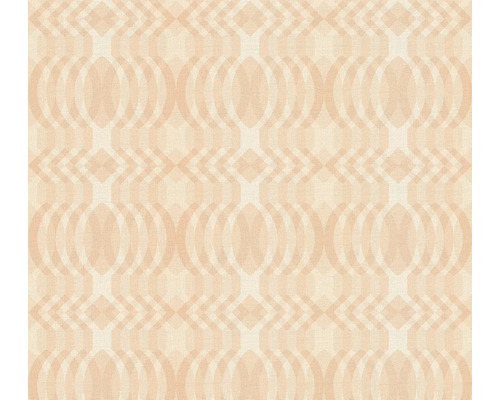 Papier peint intissé 39534-5 Retro Chic motif rétro beige Papier peint à motif géométrique de cercles et de losanges