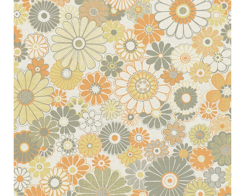 Papier peint intissé 39535-3 Retro Chic fleurs orange Papier peint à fleurs avec motif floral