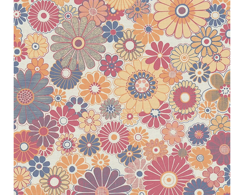 Papier peint intissé 39535-4 Retro Chic fleurs rouge Papier peint à fleurs avec motif floral