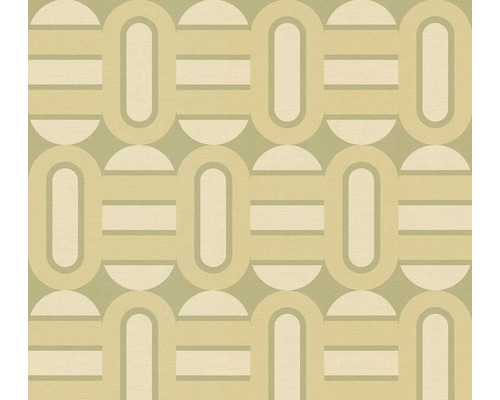 Papier peint intissé 39536-1 Retro Chic barres vert Papier peint à motif géométrique d''ovales et de rectangles