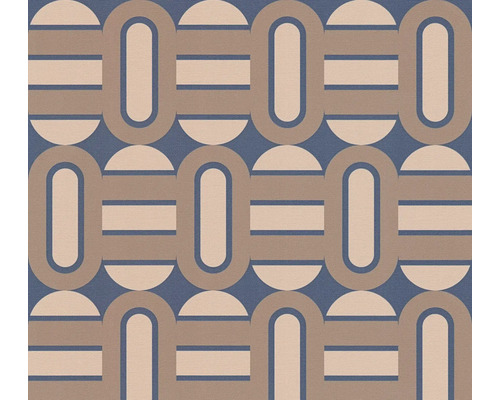 Papier peint intissé 39536-3 Retro Chic barres bleu Papier peint avec motif graphique de cercles et de lignes