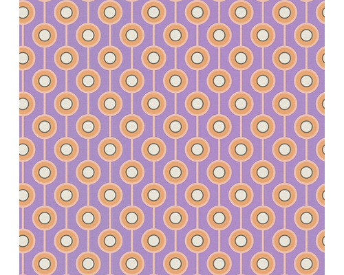 Papier peint intissé 39537-2 Retro Chic graphique rétro violet Motif graphique avec des cercles sur tissu