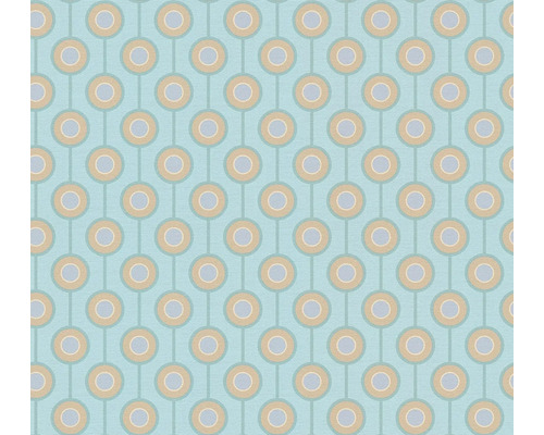 Papier peint intissé 39537-4 Retro Chic cercles bleu Papier peint à motif de cercles
