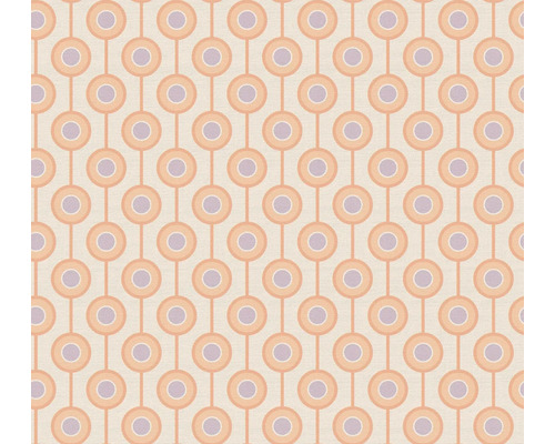 Papier peint intissé 39537-5 Retro Chic graphique rétro orange Motif de papier peint avec cercles et lignes