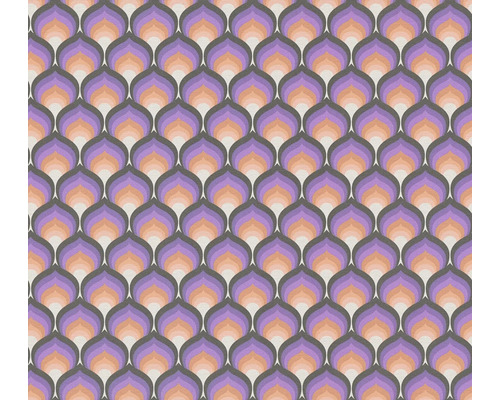 Papier peint intissé 39538-2 Retro Chic graphique violet Motif avec des formes qui se chevauchent