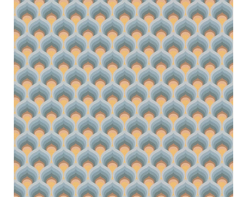 Papier peint intissé 39538-3 Retro Chic graphique bleu Papier peint avec motif géométrique