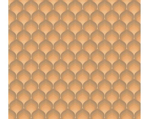 Papier peint intissé 39538-4 Retro Chic graphique rétro marron orange Papier peint avec motif géométrique répétitif